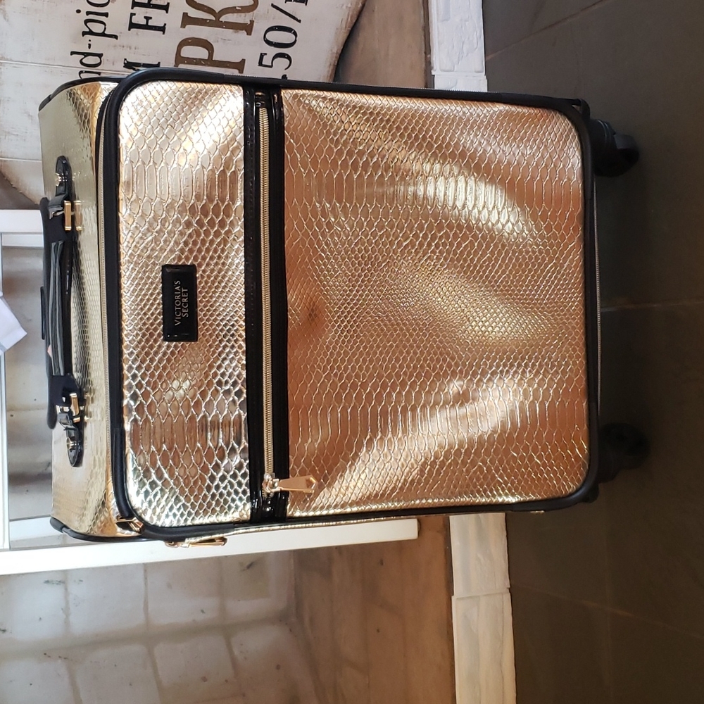 Victorias Secret Carry-on Luggage Suitcase gold and black